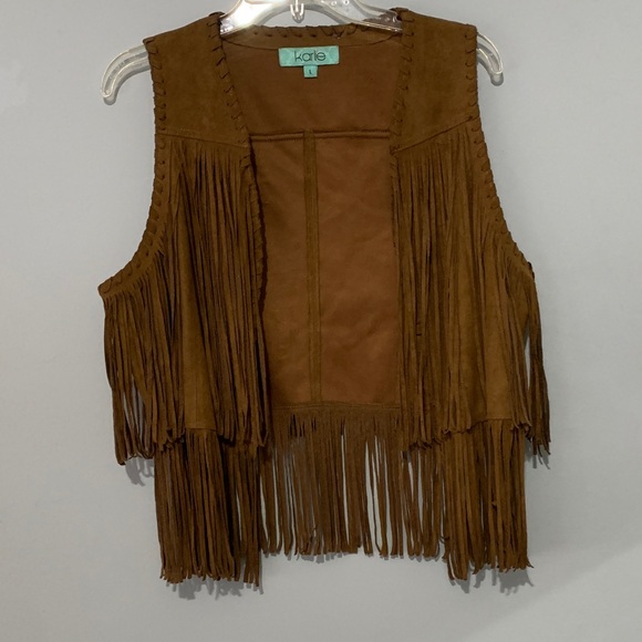 Karlie Jackets & Blazers - Karlie Tan Vest with Fringe